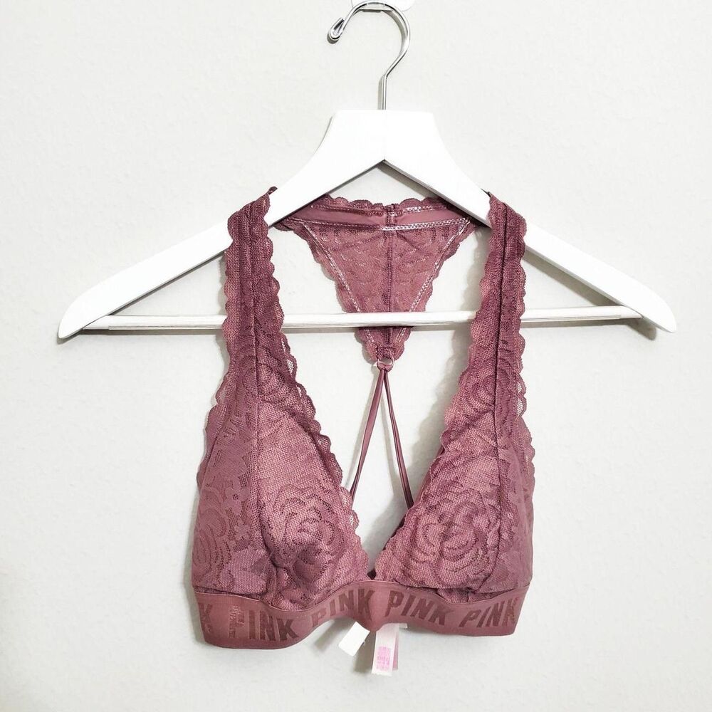 PINK by Victoria's Secret Pink Dusty Rose Lace Bralette Medium